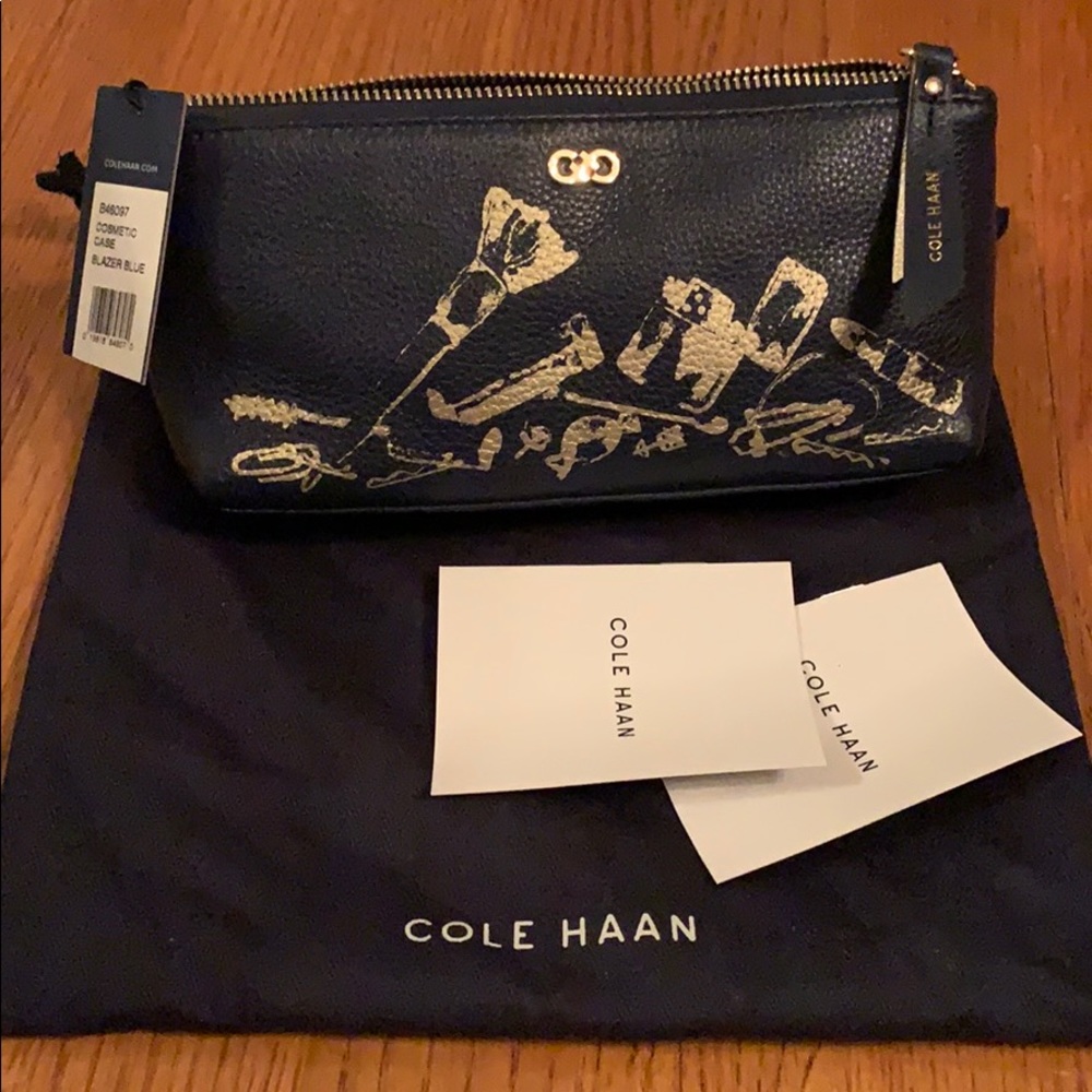NWT Cole Haan leather cosmetics bag / zip pouch